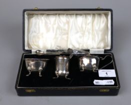 Hallmarked silver boxed condiment set - Approx weight without liners 136g