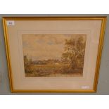 Watercolour - Rural scene signed Thomas Baker of Leamington July 30th 1859 - Approx image size: 34cm