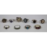 10 assorted silver rings
