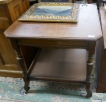 2 tier mahogany occasional table on casters - Approx size W: 70cm D: 70cm H: 74cm