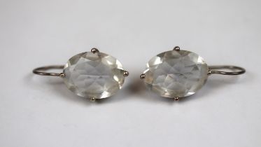 Pair of silver and crystal drop earrings