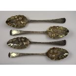 4 hallmarked silver Georgian berry spoons - Approx weight 248g