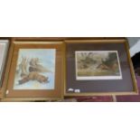 Print of fox & print of pheasants after Archibald Thorburn