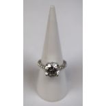 Silver solitaire ring - Size N