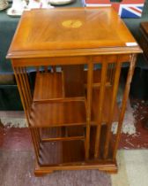 Yew wood revolving bookcase