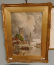 Watercolour Louis Van Staaten - Dordrecht - Approx image size: 39cm x 59cm