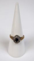 9ct gold diamond and stone set ring - Size O