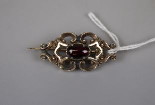 14ct gold stone set brooch - Approx 3g