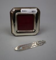 Small silver picture frame together with a silver bookmark