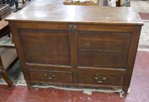 Antique oak mule chest - Approx size: W: 122cm D: 52cm H: 89cm