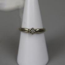 9ct white gold diamond solitaire ring - Size L