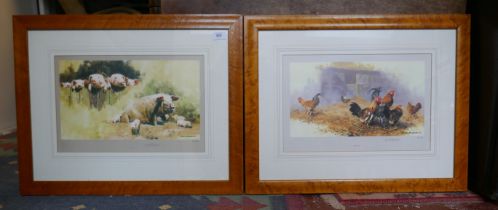 David Shepherd L/E prints - Porkers & Roosters in birds eye maple frames