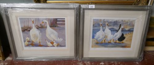 Madge Bright L/E prints - City Duck & Country Ducks (glass on one cracked)