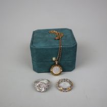 Collection of costume jewellery to include silver dress ring by Judith Ripka