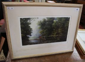 L/E Print by Hugh Gurney - Boys playing in river