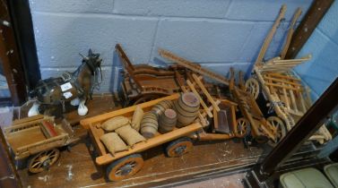 Collection of shire horse carts together shire horse