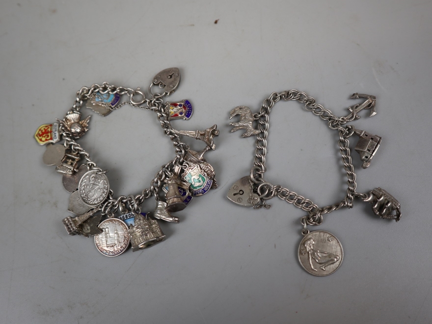 2 silver charm bracelets