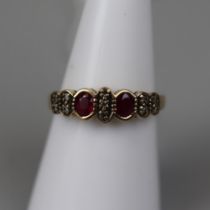 9ct gold ruby & diamond set ring - Size M