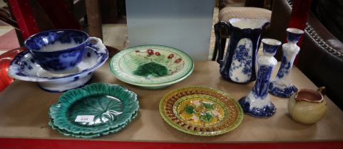 Collection of ceramics to include Wedgewood and Majolica