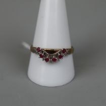 9ct gold ruby & diamond set ring - Size U