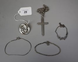 Silver cross and other items