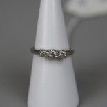 9ct white gold 3 stone diamond set ring - Size L
