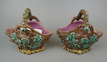 Pair of Minton Majolica baskets - one A/F
