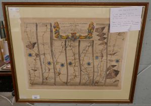 1675 John Ogilby strip map running through local area including Evesham - Approx image size: 47cm