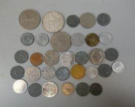 Collection of coins mostly foreign