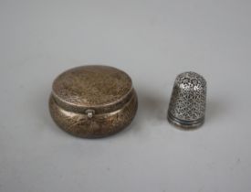 Silver pill box and thimble