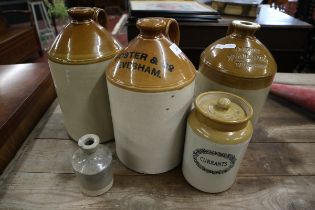 3 Earthenware jugs marked Evesham and Pershore etc