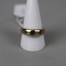 9ct gold 3 stone tanzanite ring - Size T