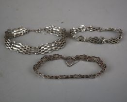 3 silver gate bracelets