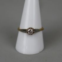 18ct gold & platinum diamond solitaire ring - Size S