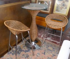 Bar table with 2 matching stools - Approx height of table: 109cm