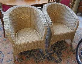 Pair of wicker cane work chairs