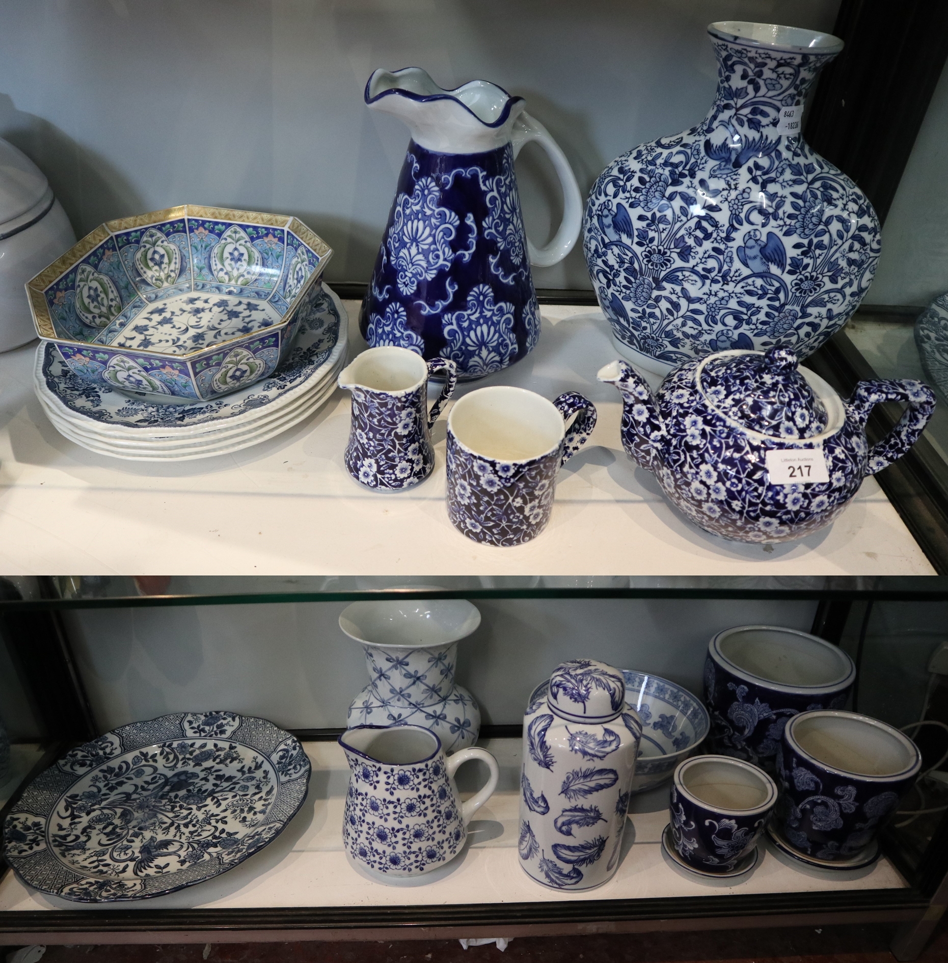 Large collection of blue and white china