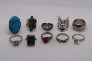 10 silver rings