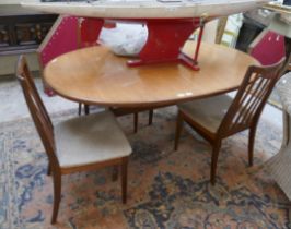 Mid century G-Plan extending dining table together with set of 4 Leslie Dandy G-Plan chairs