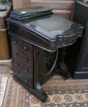 Victorian ebonised Davenport