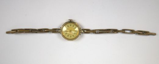 9ct gold plated cased ladies watch