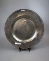 Pewter broad rimmed charger circa 1680 - Approx diameter 51cm