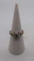 9ct white gold diamond solitaire ring - Size M