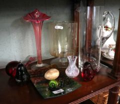 Collection of glass to include Wedgewood paperweights