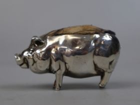 Hallmarked silver pin cushion in the form of a pig