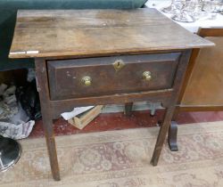 Single drawer 19thC table - Approx size: W: 77cm, D: 55cm, H: 75cm
