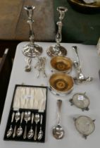 Collection of silver plate to include champagne coasters