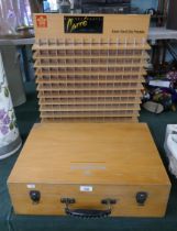 Wooden collectors chest together with a display cabinet
