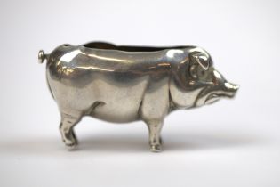 Hallmarked silver pin cushion in the form of a pig