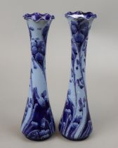 Pair of William Moorcroft Florian Ware vases one with damage - Approx height: 30cm
